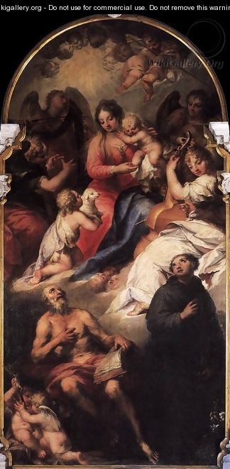 The Virgin and Child with the Infant St John Appearing to St Jerome and St Antho - Andrea Celesti
