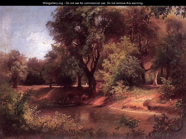 Forest Scene with River - Sandor Brodszky