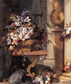 Flowers in a Gold Vase, Bust of Louis XIV, Horn of Plenty and Armour - Jean Baptiste Belin de Fontenay
