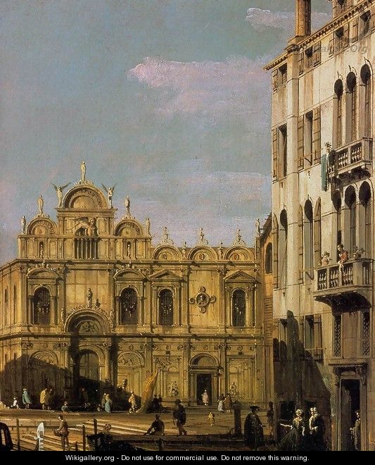 Rio dei Mendicanti with the Scuola di San Marco (detail) 2 - Bernardo Bellotto (Canaletto)