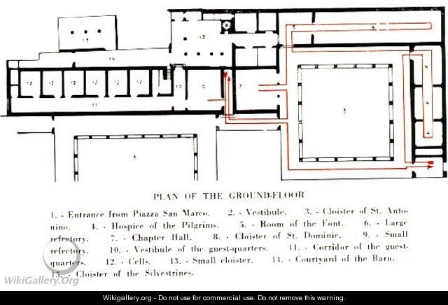 Plan of the ground floor in the Convento di San Marco - Angelico Fra