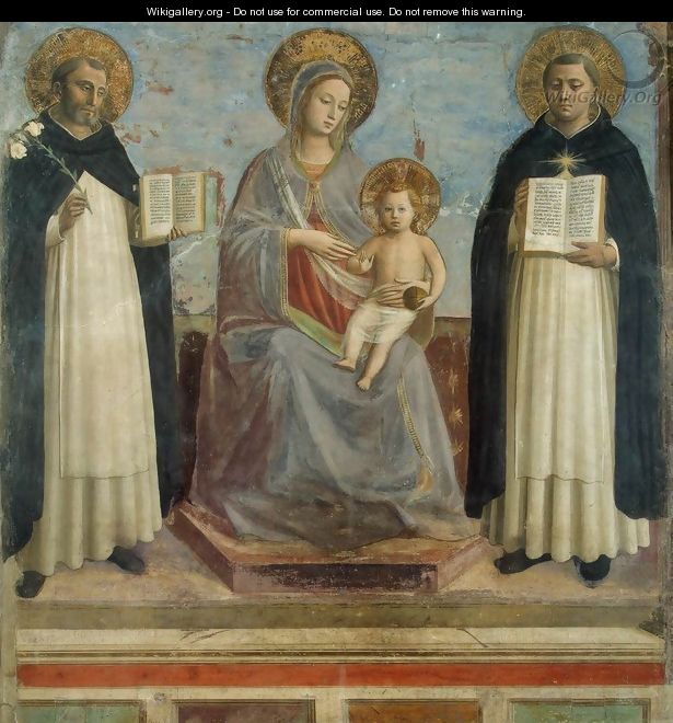 Virgin and Child with Sts Dominic and Thomas Aquinas - Angelico Fra