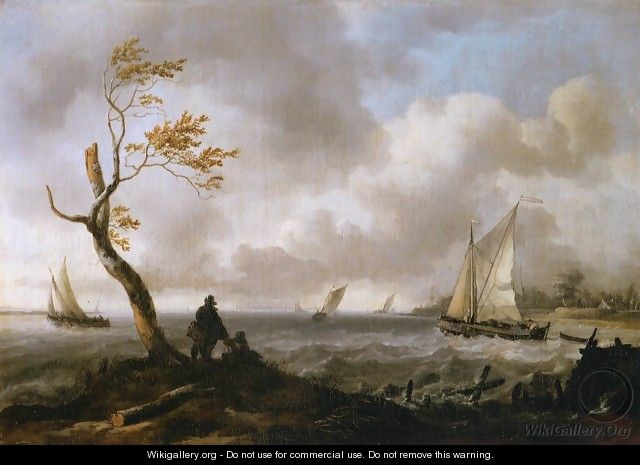 Fishing Boats and Coasting Vessel in Rough Weather - Ludolf Backhuysen