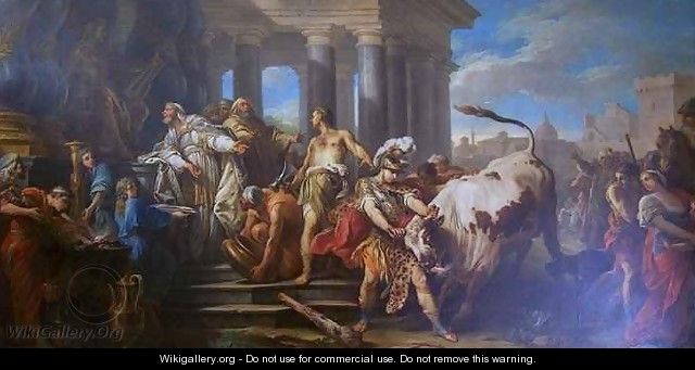 Theseus Vanquisher of the Bull of Marathon - Charles-Amedee-Philippe van Loo