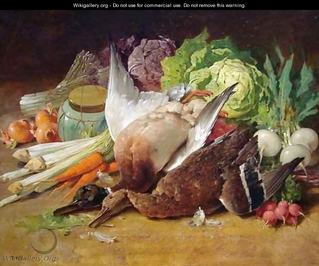 Still Life with Ducks and Vegetables - Thomas Hill