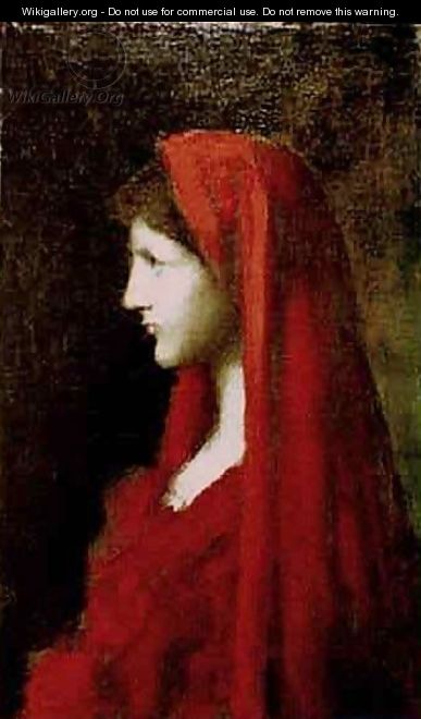 Head of a Woman with a Red Shawl - Jean-Jacques Henner