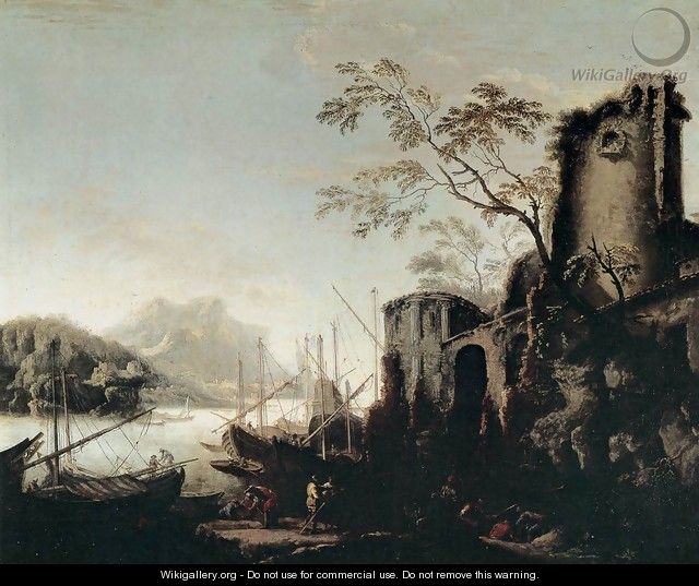 Marine Landscape with Towers - Salvator Rosa