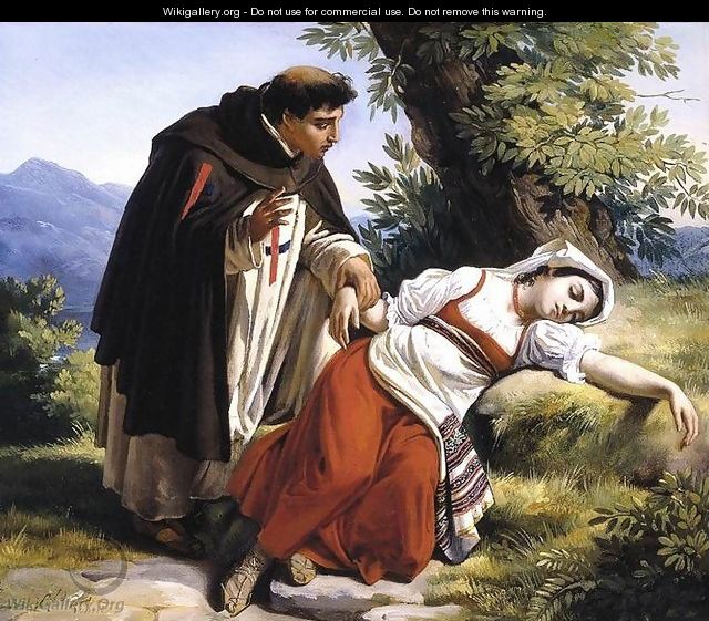 Young Monk Waking a Roman Peasant Girl 2 - Louis-Léopold Robert