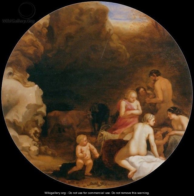 Nymphs and Satyrs at the Entrance of a Grotto - Cornelis Van Poelenburgh