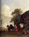 Figures with Horses by a Stable - Paulus Potter