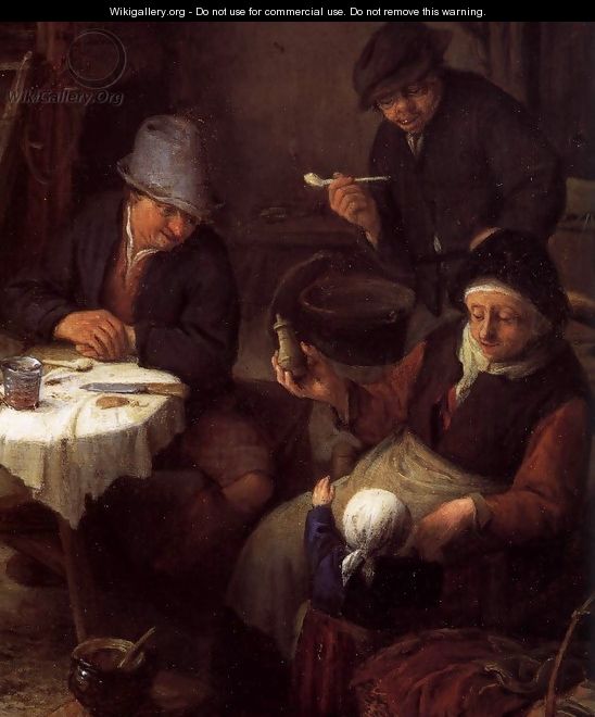Peasant Family in a Cottage Interior (detail) - Adriaen Jansz. Van Ostade
