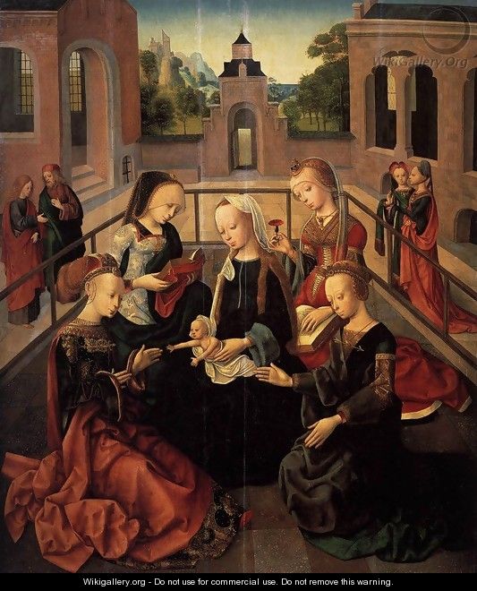 Virgin and Child with Sts Catherine, Cecilia, Barbara, and Ursula - Master of the Virgo inter Virgines