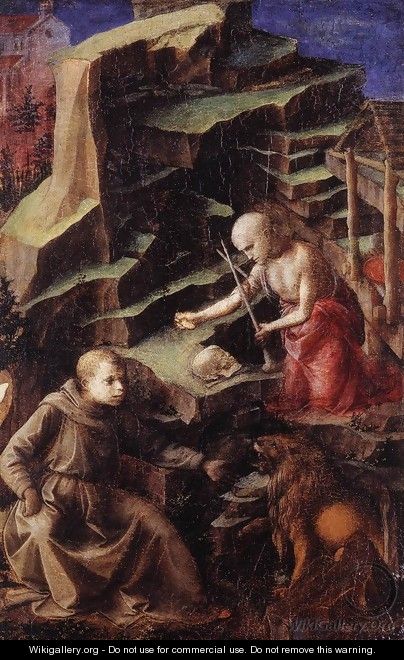 The Penitent St Jerome with a Young Monk - Filippino Lippi