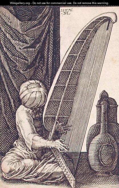 Turk Playing a Harp - Melchior Lorck