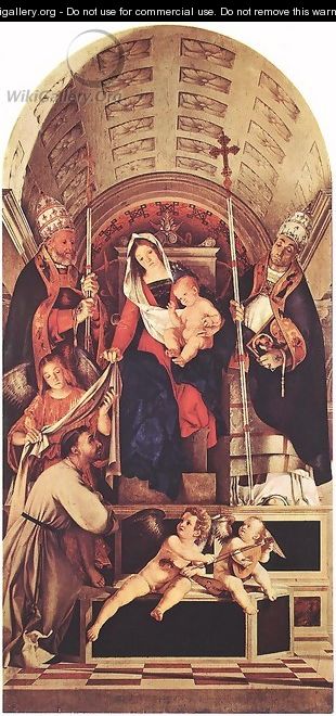 Madonna and Child with Sts Dominic, Gregory and Urban 2 - Lorenzo Lotto