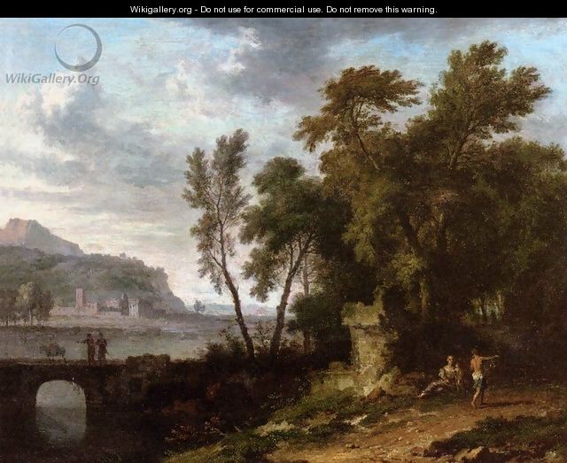 Landscape with Ruin and Bridge - Jan Van Huysum