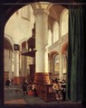 Interior of the Oude Kerk, Delft, with the Pulpit of 1548 - Gerard Houckgeest
