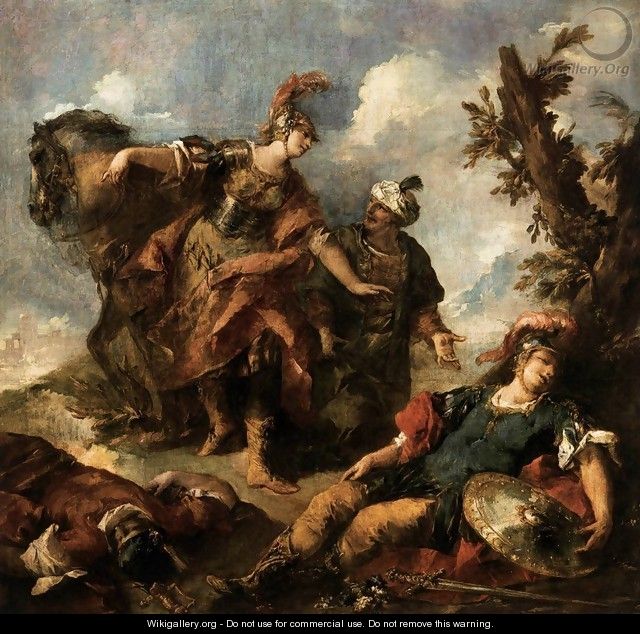 Herminia and Vaprino Find the Wounded Tancred - Giovanni Antonio Guardi