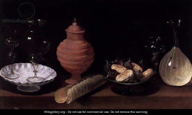 Still-Life of Glass, Pottery, and Sweets - Juan Van Der Hamen