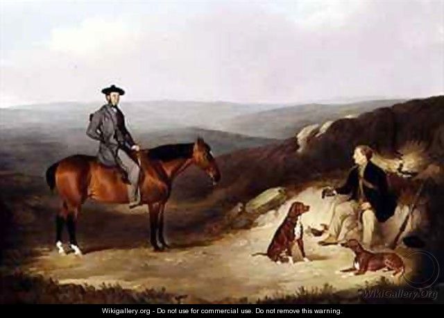 John Kerr Watson Mounted on a Shooting Pony with his Keeper on the Yorkshire Moors - Joshua Dalby