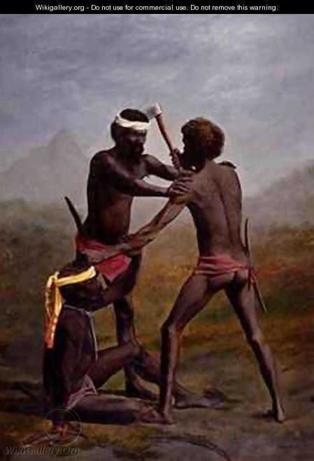 Three Aborigines fighting Queensland - Richard Daintree
