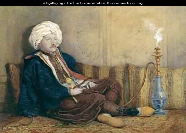 Portrait of Sir Thomas Philips in Eastern Costume Reclining with a Hookah - Richard Dadd