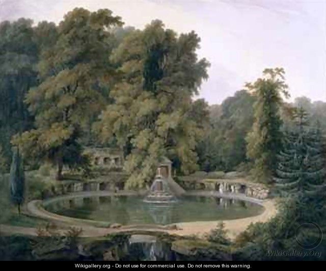 Temple Fountain and Cave in Sezincote Park - Thomas Daniell