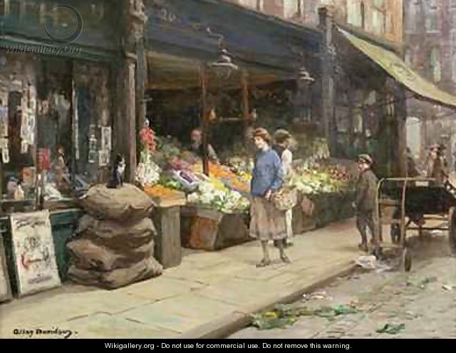 A London Street Market - Allan Douglas Davidson