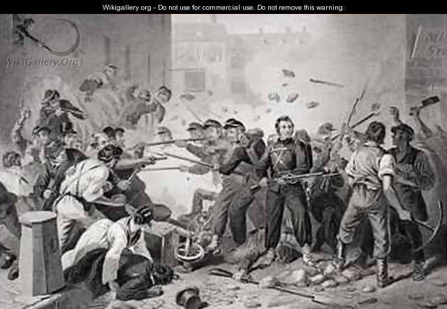 Massachusetts militia passing through Baltimore Pennsylvania - (after) Darley, Felix Octavius Carr