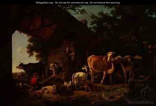 Animals Coming out of the Barn - Jean Louis (Marnette) De Marne