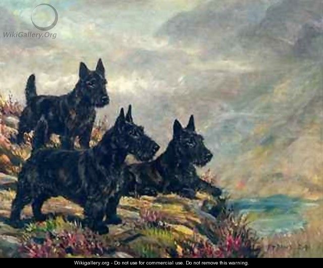 Scotties in a Landscape - Frederick Thomas Daws