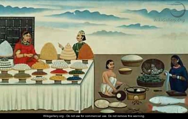 Fish seller sweetmeat maker and sellers with their wares Patna - Shiva Dayal Lal