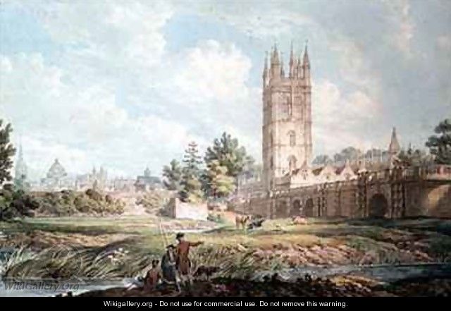Magdalen College and Bridge Oxford from the River - Edward Dayes