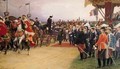 President Emile Loubet 1838-1929 Welcoming Tsar Nicolas II 1894-1917 and the Empress Alexandra 1872-1918 to the Camp at Betheny - Albert Pierre Dawant