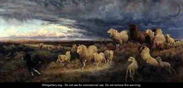Approaching Thunderstorm Flocks Driven Home Picardy - Henry William Banks Davis