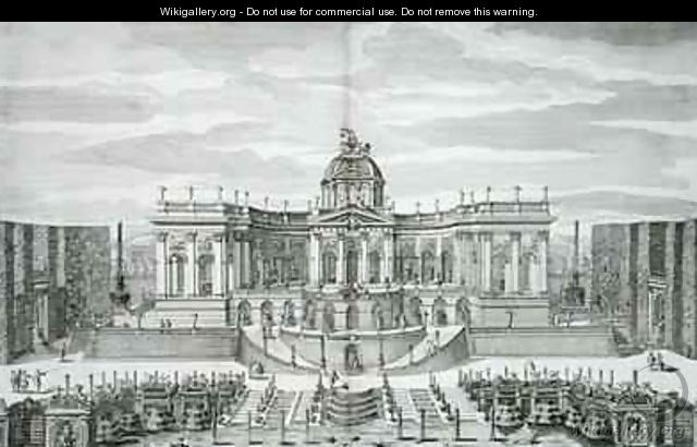 The Great Grotto and the Fountain Garden at the Princely Pleasure Palace and Gardens Berlin - (after) Decker, Paul (the Elder)
