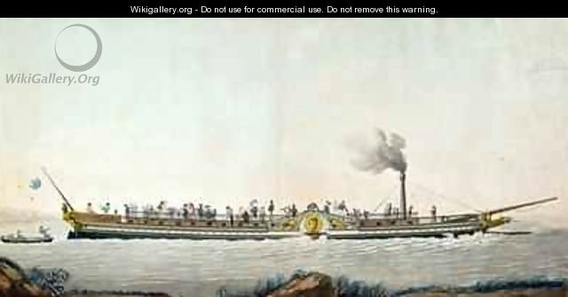 The Charles Philippe the first steamboat launched on the Seine - Philibert-Louis Debucourt