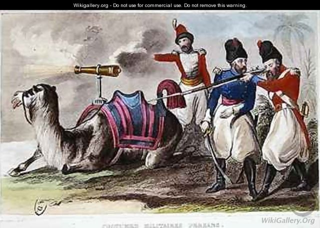 Nineteenth Century Persian Military Costumes and a Camel bearing a cannon - Rene Demoraine