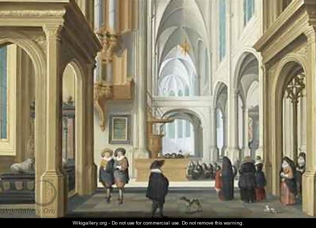 Elegant Figures in Church - Dirck Van Delen
