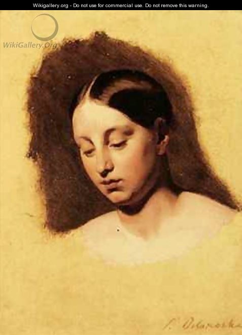 Study for the head of a young woman - Hippolyte (Paul) Delaroche