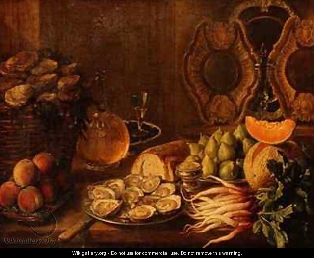 A Still Life with Oysters and Fruit - Nicholas Desportes