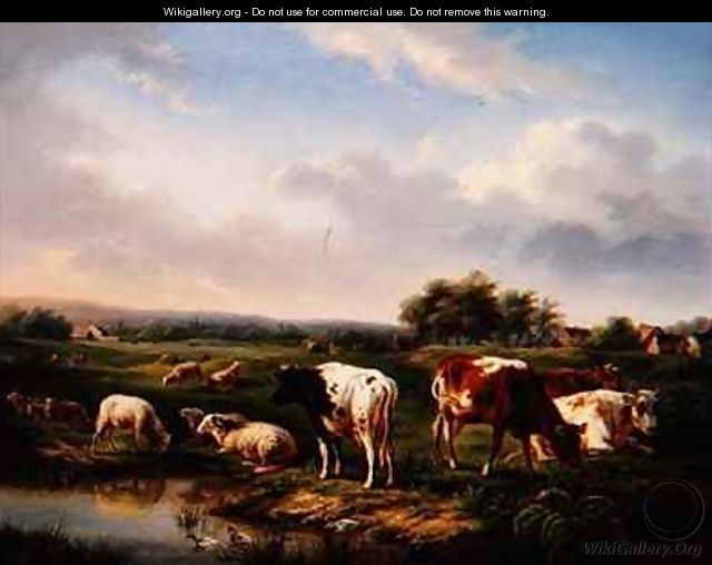 Cattle and Sheep in a Landscape - Charles Desan