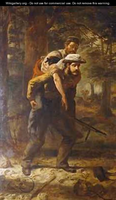 Ross Lewis Mangles 1833-1905 saving a wounded soldier of the 37th Regiment during the Indian Mutiny of 1857 - Chevalier Louis-William Desanges