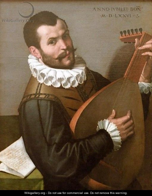 Portrait of a Man Playing a Lute - Bartolomeo Passarotti