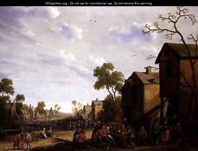 Village scene with peasants merrymaking - Joost Cornelisz