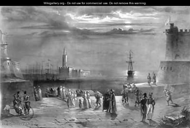 The Dey Hussein Ibn El Hussein leaving Algiers after the city has been captured on the 4th July 1830 - Coppin
