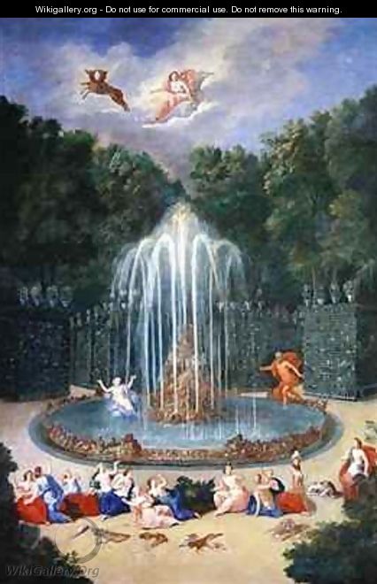 The Groves of Versailles View of the Star or Mountain of Water with Alph persuing Arethusa - Jean II Cotelle