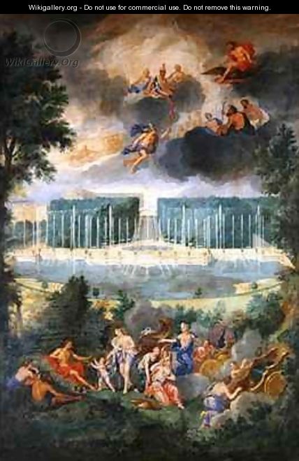 The Groves of Versailles View of the pool of Neptune and walkway with the Judgement of Paris - Jean II Cotelle