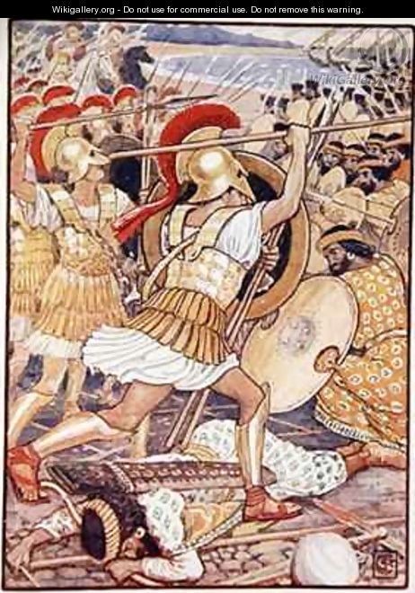 They Crashed into the Persian Army with Tremendous Force - Walter Crane