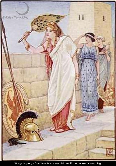 Often she would stand upon the walls of Troy - Walter Crane
